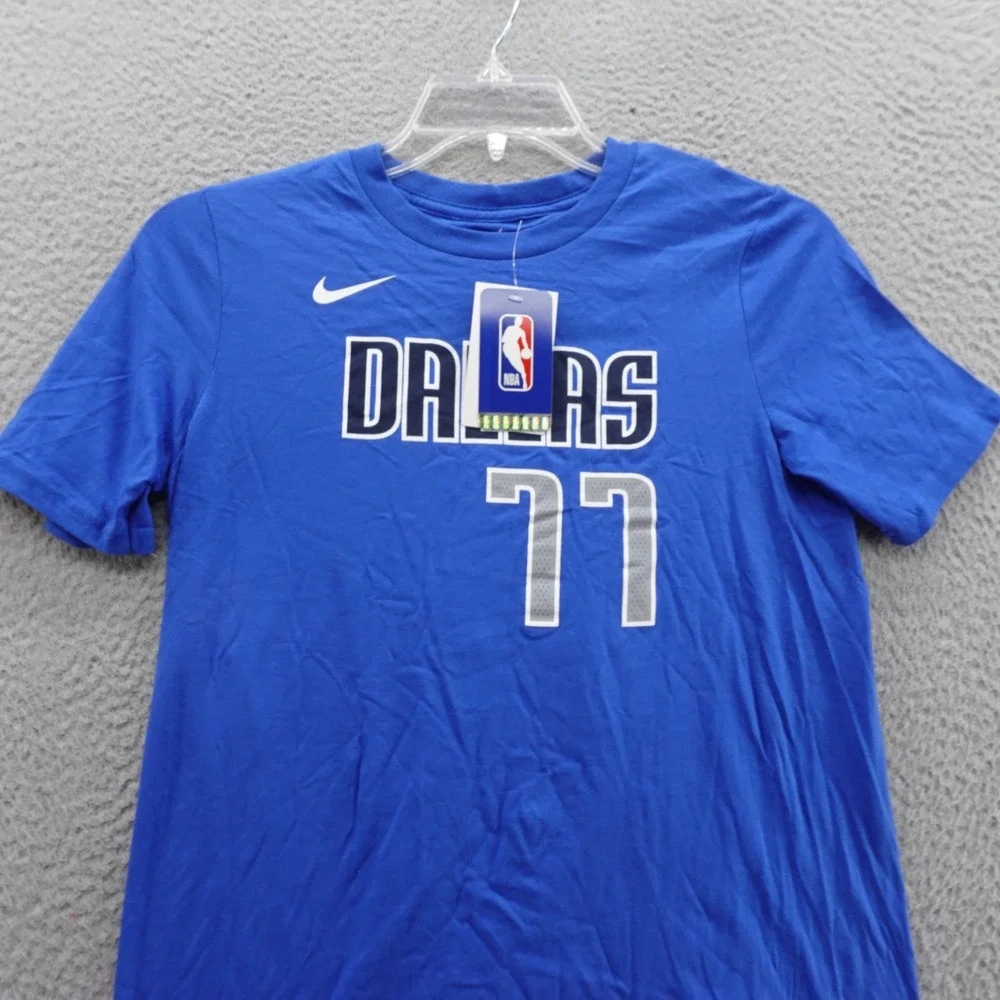 Nike Luka Doncic Tee Large Blue T Shirt Youth Dallas Mavericks NBA Cotton 77 NWT